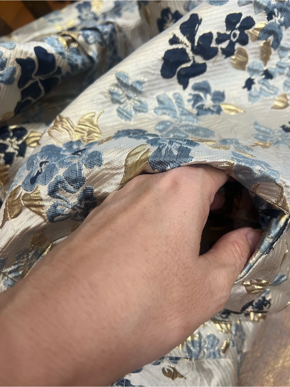 Lovelo Cream Mini Dress with Blue Floral Print and Puff Sleeves - Picture 9 of 14